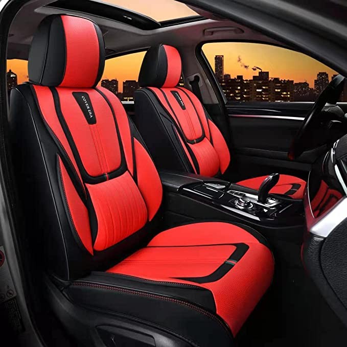 COVER ERA car seat cover 5 seats are made of waterproof leather, car accessories car cushion cover (red)
