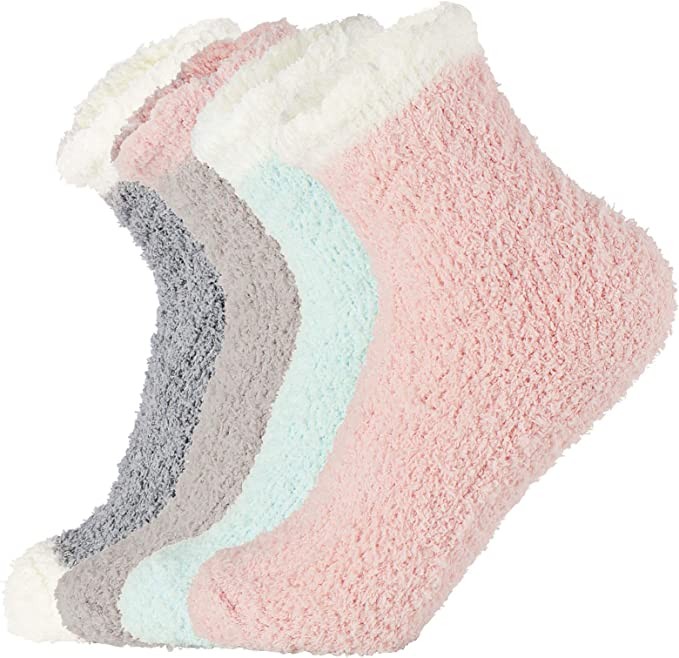 La Vague Women's Socks (4 Pairs) - Best Gift for Soft Warm Cute Plush Winter Socks