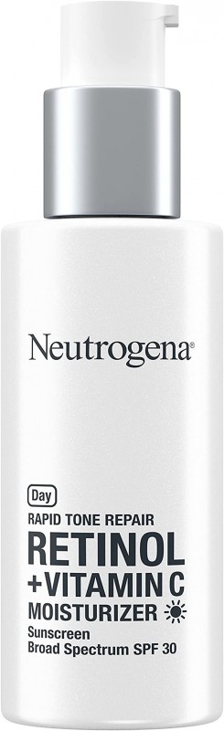Neutrogena Facial Tint Fast Repair Moisturizer with Retinol SA, Vitamin C, Hyaluronic Acid & SPF 30 Sunscreen, Night Nourishing, Brightening, Retinol Facial Moisturizer, 1 fl oz, 29 ml