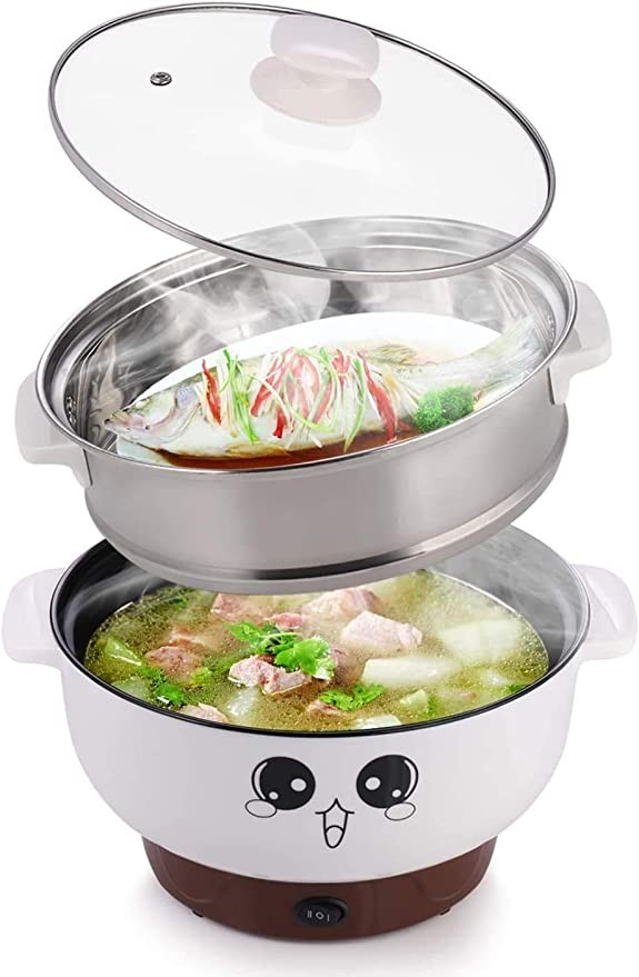 110 V, 4 in 1 Multifunction Electric Frying Pan, Nonstick Pan, Stainless Steel Rice Cooker/Noodle Pan, Portable Frying Pan and Toaster, Mini Soup Pot with Lid.